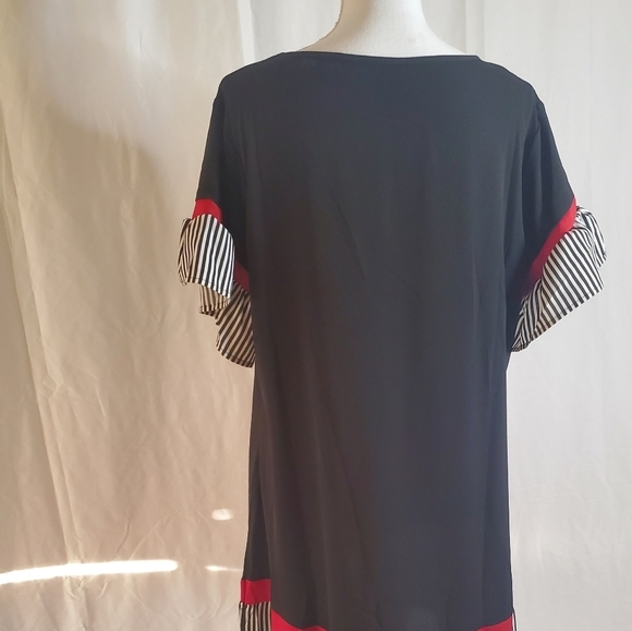 SHEIN Women's Contrast Stripped Flounce Sleeve Smock Dress NWOT - Picture 11 of 14